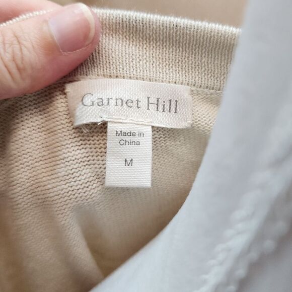 Garnet Hill Cream Linen Blend Short Sleeve Sweater Size Medium - Picture 6 of 10